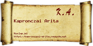 Kapronczai Arita névjegykártya